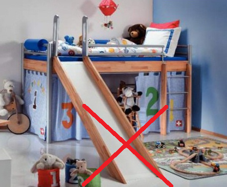 Sleeping room slide
                            from a loft bed - without flat end