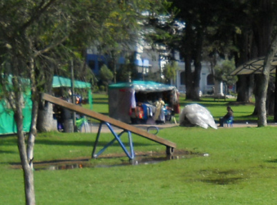 Not usable seesaw in
                              the water after a rainfall in Ejido Park
                              in Quito, Ecuador