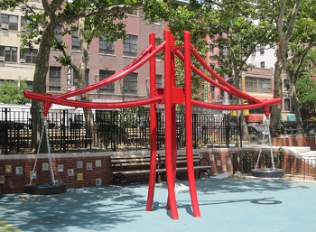 Tire swing 12: Double tire swing at
                              Hester Street in New York, criminal
                              "USA", with tire swings
                              installed much too high