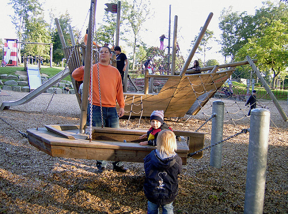 Ship with slide and a little
                                      swing boat on the playground of
                                      Herminghouse Park in Velbert
                                      (region of Wuppertal), Germany