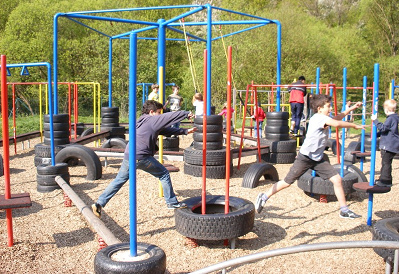 Movement playground with tires 01,
                                Siebenmhlental (Seven Mills Valley),
                                Germany