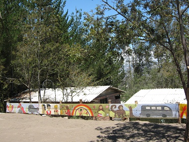Soccer field with painted side
                                fence at Kitawa School in Salasaca 02,
                                Ecuadors