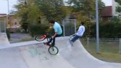 Skatepark 18: biking
                              and scooting synchronously, Horfield
                              District in Bristol, England