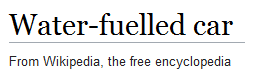 CIA
                    Wikipedia: water fuelled car