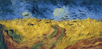 Van Gogh: Kornfeld mit Krhen, Beispiel
                            eines Van-Gogh-Bildes mit einem Kornfeld