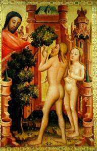 Meister Bertram: Gott zeigt Adam und
                            Eva den Baum der Weisheit