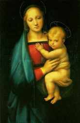 Raphael: Madonna dell Granduca mit
                            blondem Jesusbaby mit Heiligenschein
