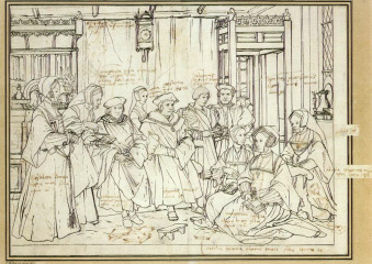 Hans Holbein der Jngere: Zeichnung:
                            Familie Morus