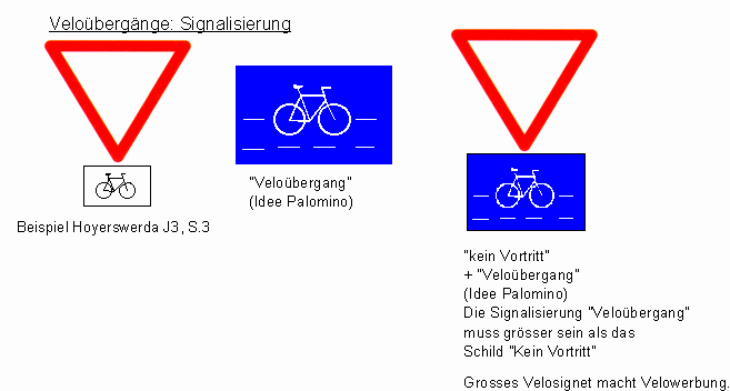 Signalisation von Velobergang /
                          Fahrradbergang ohne Text, Hoyerswerda,
                          Palomino