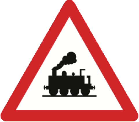 16. Gefahrensignal: Achtung
                              Bahnübergang ohne Schranken (Art. 10)