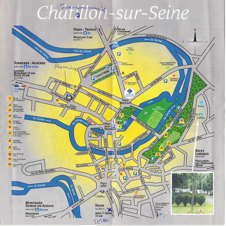Chtillon sur Seine Stadtplan, plan de ville