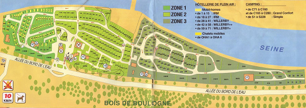 Der Plan des Campingplatzes in Paris
                              im Bois de Boulogne