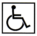 Verkehrszeichen: Hinweistafel
                      RollstuhlfahrerIn schwarz-weiss