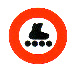 Verkehrszeichen: Vorschriftssignal Verbot fr
                      fahrzeughnliche Gerte (fG) wie Skates,
                      Rollschuhe, Trottinet etc.