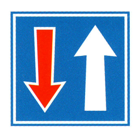 Verkehrszeichen: Vortritt vor dem
                      Gegenverkehr