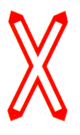 Verkehrszeichen: Andreaskreuz hochkant vor
                      einem eingleisigen Bahnbergang