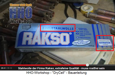 Die Stahlwolle kommt von der Firma Rakso,
                          und es muss "extrafeine" Qualit�t
                          sein