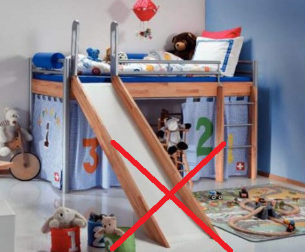 Tobog�n en un
                              dormitorio en una cama alta - sin fin
                              plano