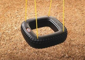 Reifenschaukel 05, quadratisch
                              gebogener Reifen mit 4 Verankerungen,
                              Miwanda-Versand Dtld.
