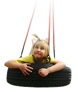 M�dchen liegt
                                    in Reifenschaukel relaxing 02,
                                    Symbol der Lebenshilfe Worms